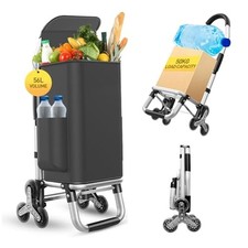 Heavy Duty 3 in 1 Shopping Cart, Foldable Hand Truck with 6 Wheels Black