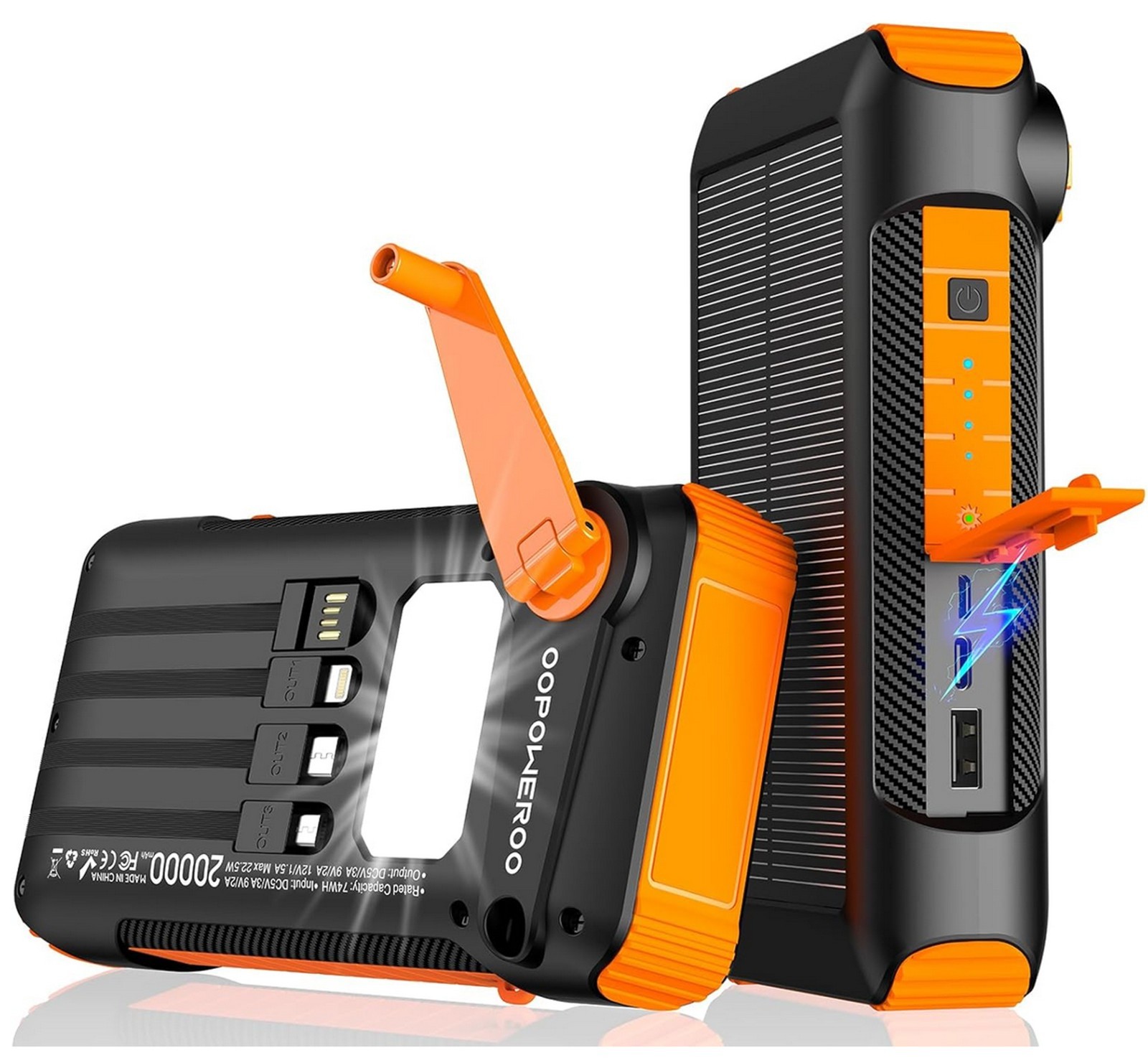 OOPOWEROO - SOLAR POWER BANK 20000 mAh - 22.5w FAST CHARGE - BRAND NEW - RRP £66