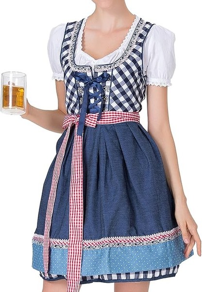 Bayerisches Kleid KostüM Traditionelles Trachten Dirndl FüR Oktoberfest L-image