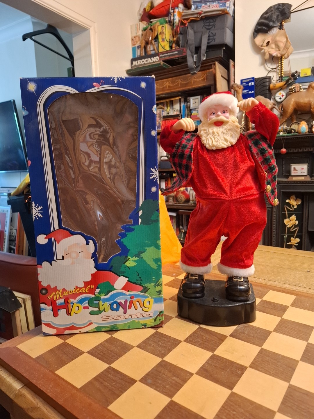 Vintage 1990s Boxed Li-Lo 42cm Musical Santa Father Christmas Sings Jingle Bells