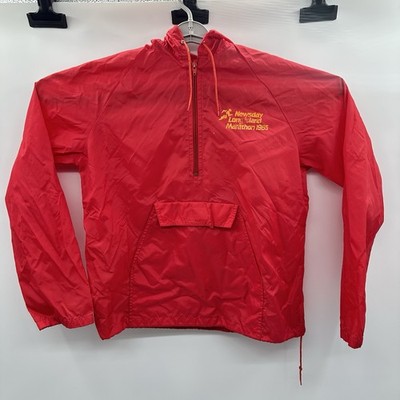 Vtg 1985 Newsday Long Island Marathon Lightweight Windbreaker Jacket Medium Red