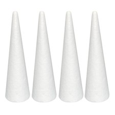 4 PCS 3.55x11.8 Inch Craft Foam Tree Cones White Polystyrene DIY Project