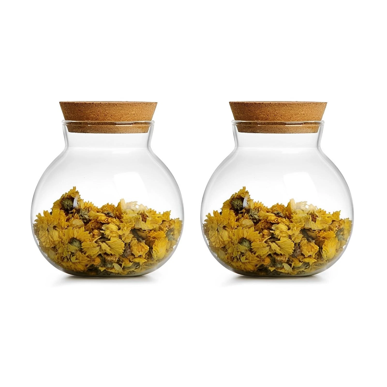 17oz Spherical Glass Jar with Cork Lid Airtight - Kitchen Glass Jar for Prese...