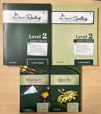Lot 4 All About Reading Spelling Level 2 Teachers Manuals Readers 1-2 ALL COLOR