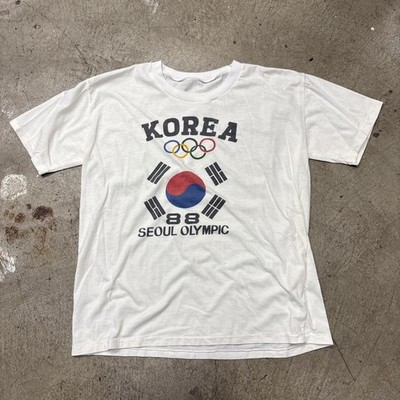VTG 80s Single Stitch Seoul Korea souvenir T-shirt Korean Flag Size M