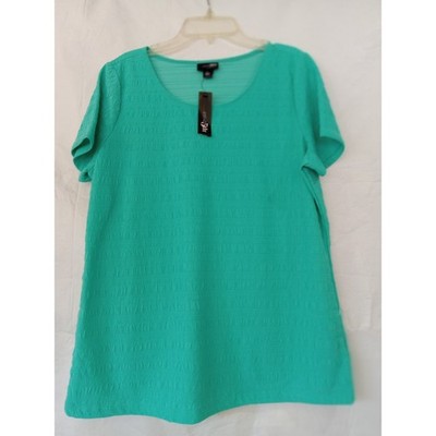 East 5th Essentials Teal Textured Short Sleeve Tunic Top Shirt Plus Size
