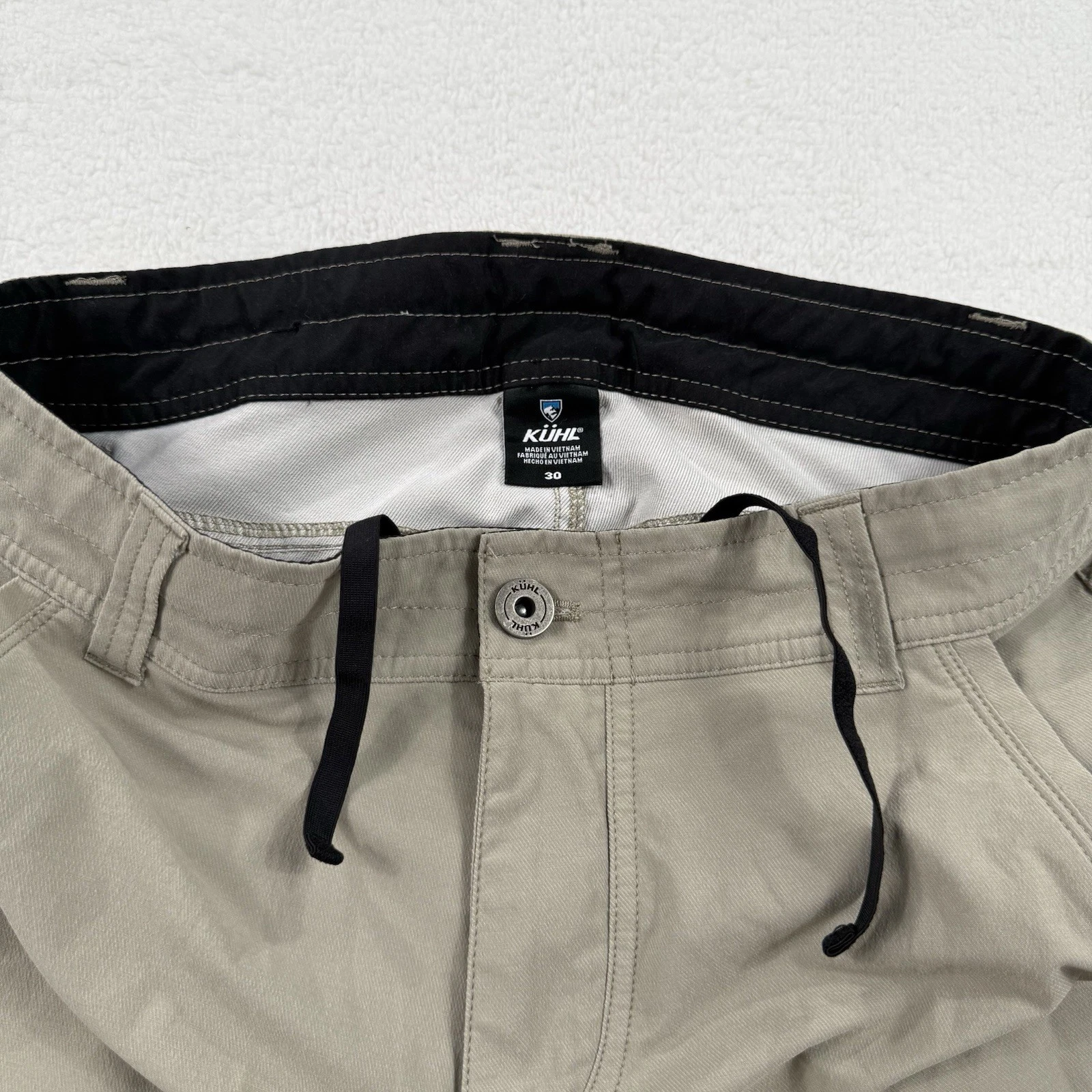 Kuhl Shift Amphibia Shorts Mens 30 Khaki Beige Outdoor Hiking Drawstring Pockets