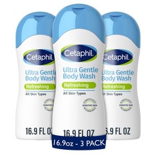 Cetaphil Ultra Gentle Refreshing Body Wash, 16.9 Fl Oz Pack of 3 , white