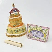 Blue Sky Clayworks Wishing Cake Trinket Box November Birthday Unused Scroll