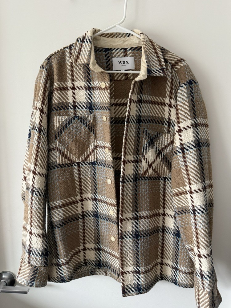 WAX LONDON Whiting Beatnik Beige Overshirt Jacket - Retail $220 Sold Out