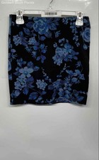 Express Womens Black Blue Floral Regular Fit Pull-On Mini Skirt Size S/P
