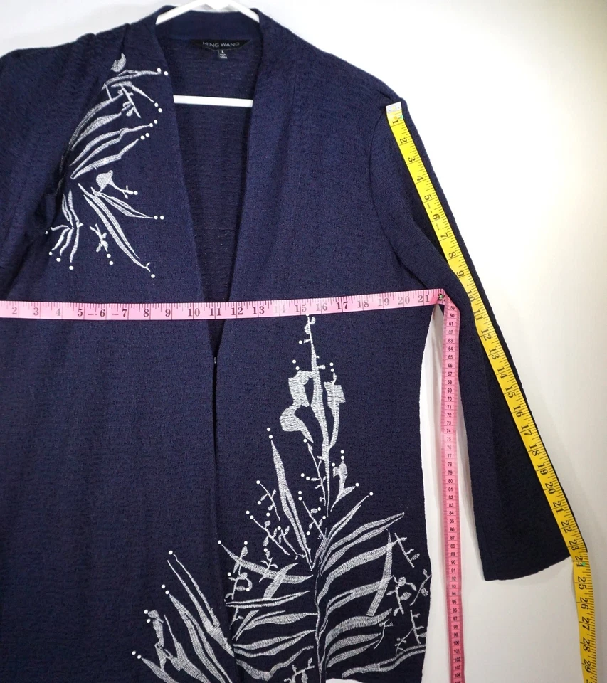 CHAQUETA TOPPER MUJER MING WANG PUNTO AZUL MARINO TALLA L Foto 3 de 4