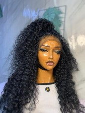 Curly Black Wig for Women Full Head Hairpiece  Free-Part Natural Look