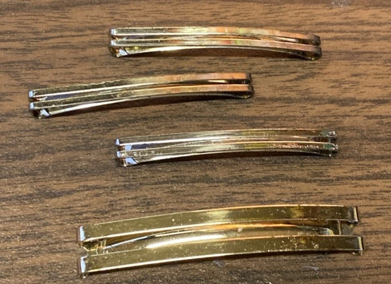 Pinzas de pasador de pelo Goody Stay apretadas años 80 cuatro (4) doradas y plateadas EE. UU. de colección Foto 2 de 4