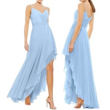 Mac Duggal NWT Blue Asymmetrical Hem Chiffon Maxi Dress Sleeveless Size 2