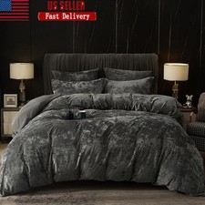 Ultra Soft Velvet Duvet Cover Set Cozy Brushed Microfiber 3pcs Luxury Bedding US