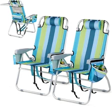 VINGLI Tall Beach Chair 2 Pack Lightweight, Backpack Beach Chair for Adults with