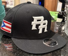 PUERTO RICO SNAP BACK Black Cap Hat Gorra Black Bill W PR Flag on Side New