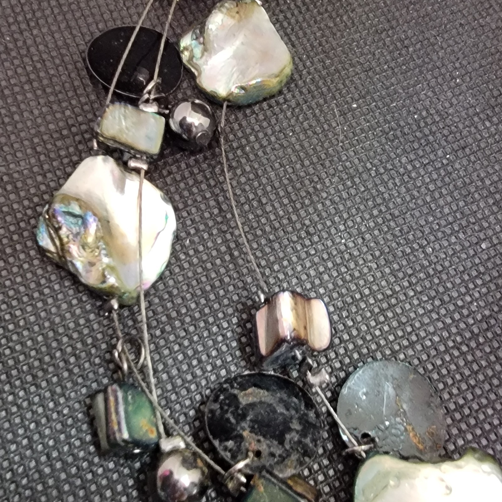 Vintage Necklace Abalone Shell Statement  Multi S… - image 3