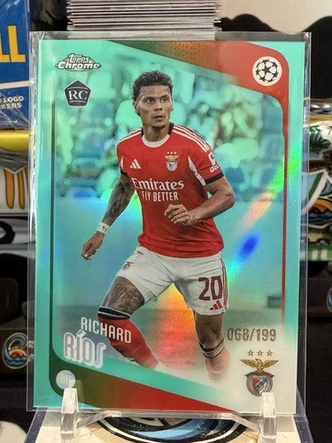 Richard Rios 2025-26 Topps Chrome UEFA UCC # 16 Teal Refractor RC #/199 Benfica