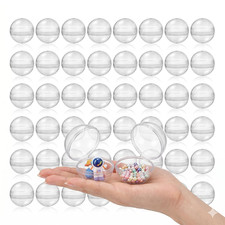 50Pcs Clear Plastic Gumball Capsules Machine, 2 Inch round Toy Containers