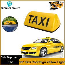 18" Taxi Roof Sign Aerodynamic Magnetic Taximeter Cab Top Lamp 12V Yellow Light