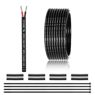 22 AWG 2x0.3mm² 2 Core Cable 7.62 Metres, 2 Core Wire Tinned Copper...