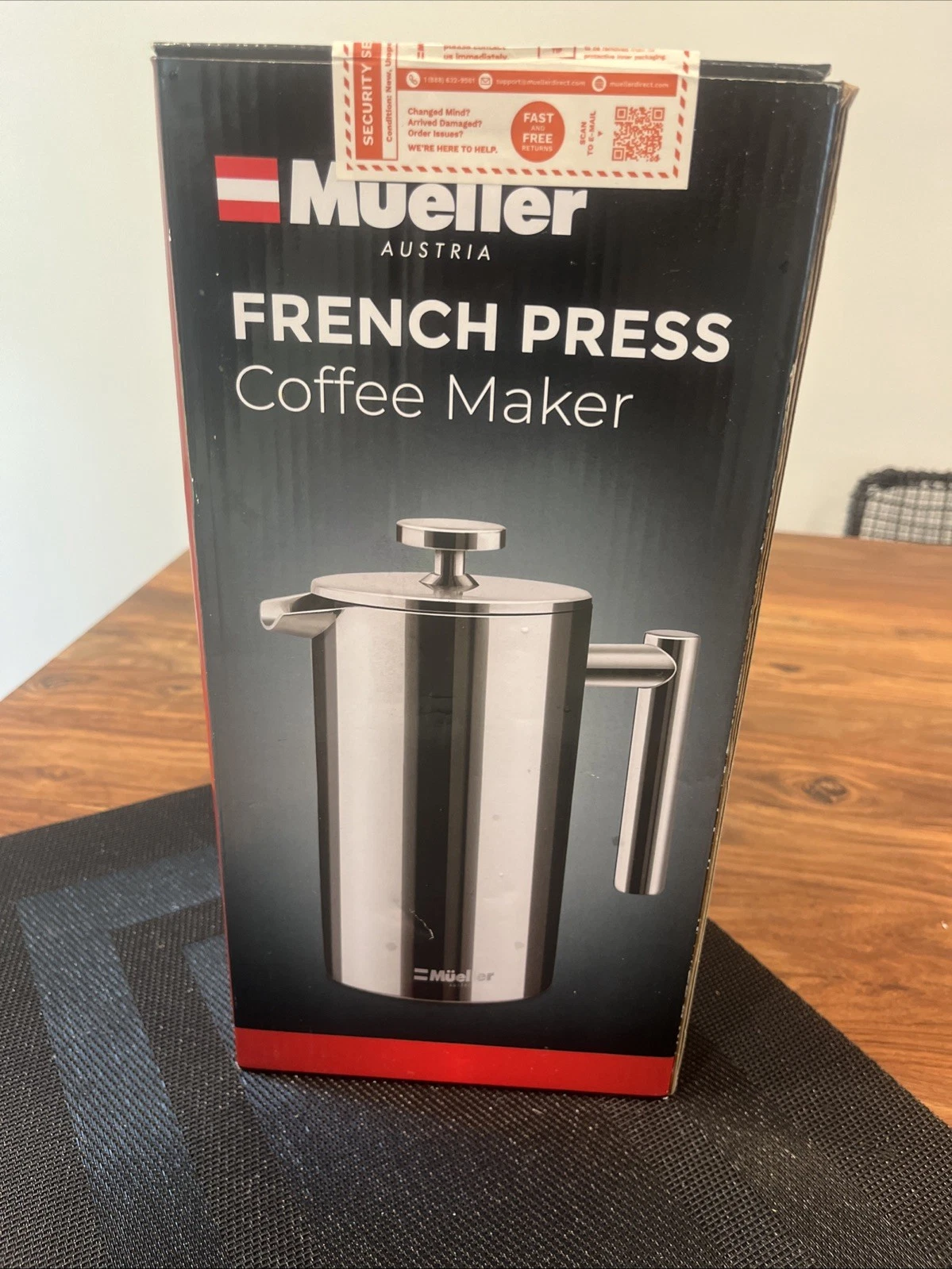 Mueller French Press Double Insulated 310 Stainless Steel Coffee Maker NIB