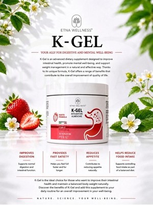 Etna Wellness K-GEL Nahrungsergänzungsmittel Verdauung Gewichtsmanagement, Erdbeere.