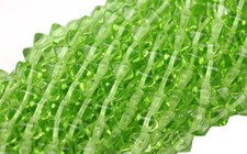 50 Lime Green Bicone Czech Glass Beads 6MM