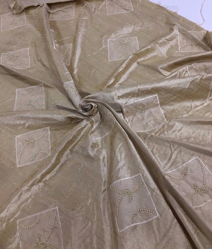 100% SEDA PURA DUPION TELA BORDADA 4 Cols 54in por metro Cortinas Vestido - Imagen 9 de 12