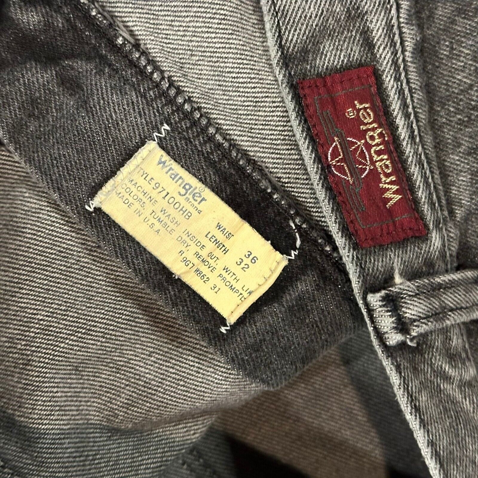 Vintage Wrangler Jeans Deep Pocket Faded Acid Sto… - image 3