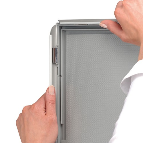Opti Snap Poster Frame with Support Leg Aluminum Front Loading 8.5x11 Silver - Picture 4 of 9