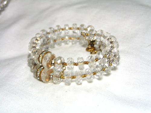Vtg MIRIAM HASKELL...Gold Tone,Faceted Glass Flat Beads Wrap Necklace & Bracelet - Picture 10 of 15
