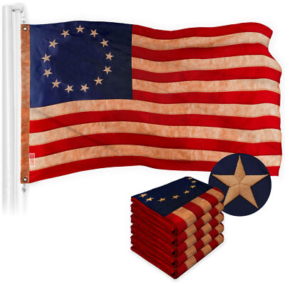 Betsy Ross Tea Stained Flag 2.5x4FT 3-Pack Embroidered Polyester