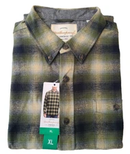 Weatherproof Vintage Men's Long Sleeve Flannel Shirt XL Green ⭐NEW⭐