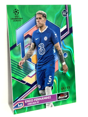 2022-23 Topps Finest UCL Chelsea RC Enzo Fernandez Green Aqua Lava