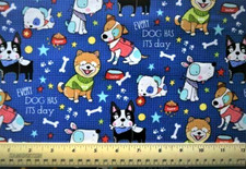 3 Wishes Dog Days puppies animals bones paws By the 1/4 yard cotton fabric