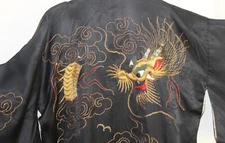 Estate Vintage Chinese Dragon Silk Art-to-Wear Open Kimono Robe Jacket Duster