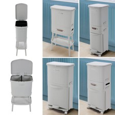  Multi-Purpose Pedal Bin Mobile 2/3-Section Recycling Container with Lid 8-45L