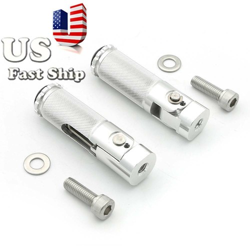 US CNC Universal Foldable Footpegs Foot Pegs Pedals Footrests Aluminum Silver - Picture 4 of 10