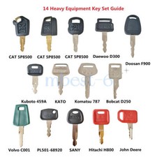 14pc Heavy Equipment Key Set Construction Keys For CAT Volvo deere kubota NEW