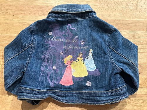 Disney Princess Medium 7/8 Girls Denim Jacket-3 Princess Back Scene-High Quality - Picture 7 of 11