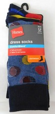 Hanes Men's 3 Pair Pack Assorted Pattern Dress Socks Shoe Size 6-12