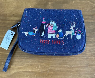 Talbots Party Animals Navy Speckled Small Wristlet Christmas