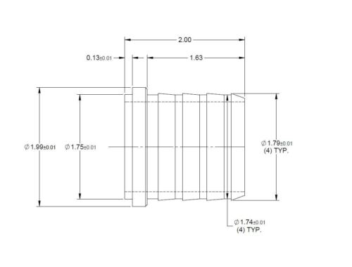Pezón de montaje de púas de soldadura/soldadura de aluminio para 1-3/4" I.D. Manguera - Cantidad 2 - Imagen 3 de 3