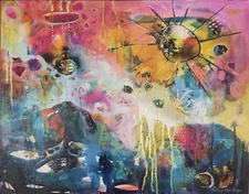 Tracy Verdugo Framed Painting 30"x24" Acrylic On Canvas contemporary art