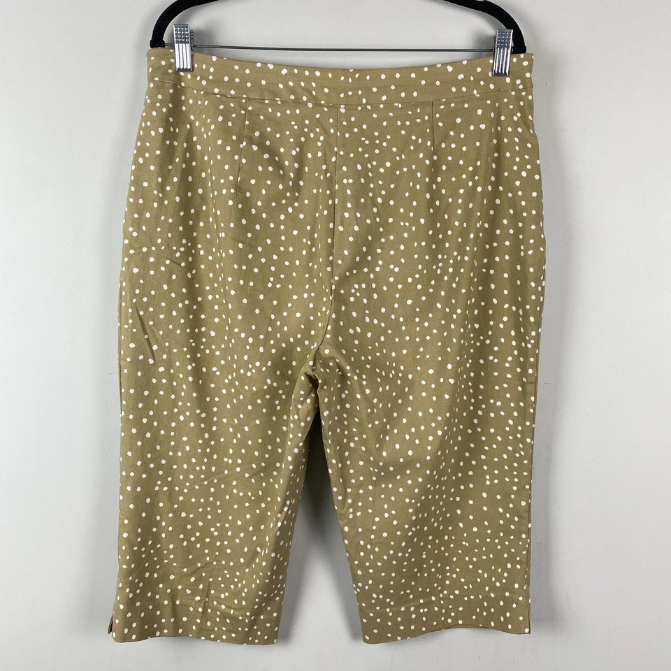 Pantalones Susan Graver Pedal Pusher 16 Crop Ultra Elastizados Pull-On Bolsillos Blanco Tostado Foto 4 de 4