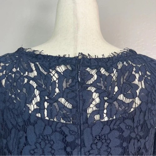 Vestido vaina para mujer TALBOTS talla 8 azul marino crepé y encaje manga 3/4 cóctel - Imagen 8 de 12