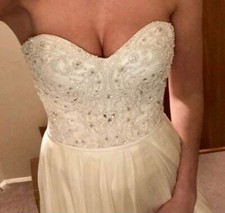 Martina Liana Ivory Artisan-Beaded Tulle Over Rich Satin Carys Hand-beaded...